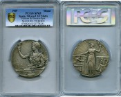 "Editors and Booksellers Award - Barcelona" silvered bronze Matte Specimen Medal 1909 SP65 PCGS, Crus.-1068. 59mm. 110.26gm. By Eusebio Arnau (Ausio Y...