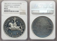 Zurich. Canton silver "600th Anniversary of Habsburg Rule" Medal 1864 MS63 NGC, SM-515, Wund-841. 46mm. 26.54gm. By F. Alberli. Knight on horseback le...