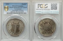 Confederation silvered bronze "Neuchatel-Le Loce Shooting Festival" Medal 1892 UNC Details (Mount Removed) PCGS, R-961b. 34mm. Crowned shield / Target...