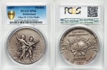 Confederation silver Matte Specimen "Solothurn-Olten Shooting Festival" Medal 1897 SP66 PCGS, R-1125a, Martin-649. 43mm. 38.8gm. HERZ UND HAND DEM VAT...
