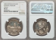 Confederation. Zurich silver "Inauguration of Swiss National Museum" Medal 1898 MS64 NGC, 33.5mm. 14.55gm. SCHWEIZ-LANDESMUSEUM. City view / EINER FUR...