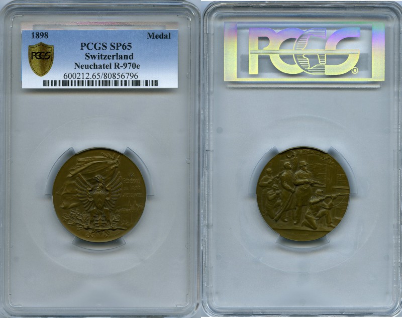 Confederation bronze Specimen "Neuchatel Shooting Festival" Medal 1898 SP65 PCGS...