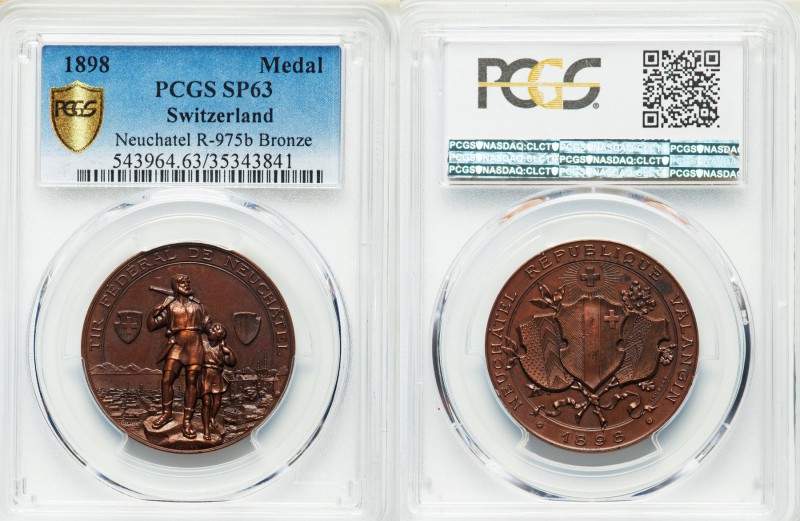 Confederation bronze Specimen "Neuchatel Shooting Festival" Medal 1898 SP63 PCGS...