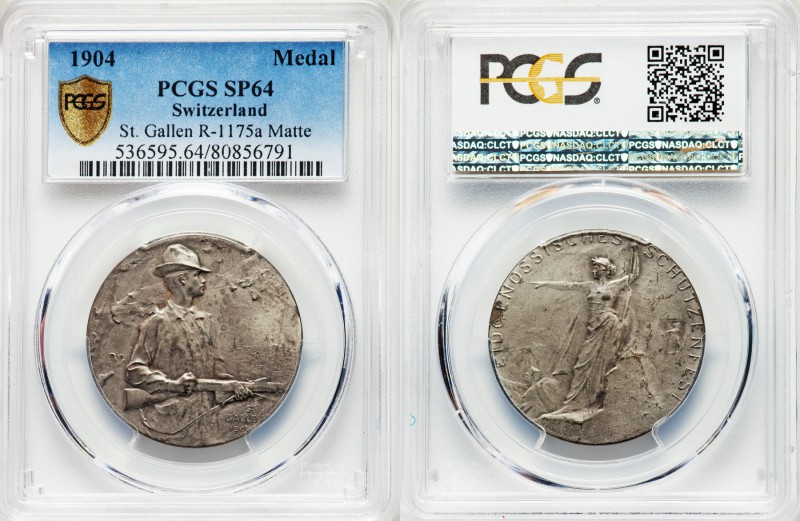 Confederation silver Matte Specimen "St. Gallen Shooting Festival" Medal 1904 SP...