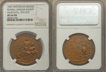 Confederation bronze Federal Officers Society "Neuchatel 15th Fete" Medal 1905 MS66 Brown NGC, 33mm. By H. Huguenin. • SOCIETE FEDERALE DE SOUS OFFICE...