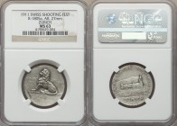 Confederation silver Matte " Zurich Shooting Festival" Medal 1911 MS63 NGC, R-1805a. 27mm. By Huguenin. Shooting lodge / Lion seated over Coat of Arms...