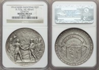 Confederation silver Matte "Geneva Shooting Festival" Medal 1914 MS64 NGC, R-753a. 45mm. Arms of Geneva with rising sun above legend and outer wreath ...