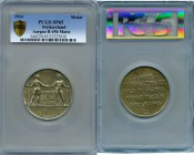 Confederation silvered bronze Matte Specimen "Aargau - Centenary of the Swiss Shooting Club" Medal 1924 SP65 PCGS, Martin-36, R-45b. 50mm. 60gm. Two s...