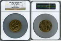 Confederation bronze "Aargau-Brugg - 400th Anniversary of Shooting Team" Medal 1927 MS65 NGC, R-47b. Richter lists as R". 50mm. By O. Schilt. Shooter ...