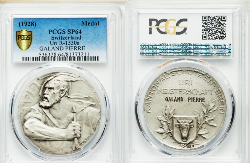 Confederation silver Specimen "Uri Shooting Festival" Medal 1928 SP64 PCGS, R-15...