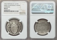 Confederation silver Matte "Lucerne - 600th Anniversary of Swiss Confederacy" Medal 1932 MS65 NGC, 31mm. 10.14gm. Two elder male figures hold steady a...