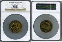 Confederation bronze Matte "Fribourg Shooting Festival" Medal 1934 MS65 Brown NGC, R-434a. 50mm. Housed in an oversized holder.

HID09801242017