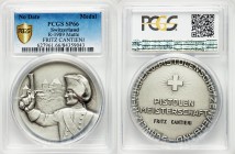 Confederation silver Matte Specimen "Shooting" Medal ND (c. 1960) SP66 PCGS, R-1989. 45mm. 38.55gm. Male figure in uniform with pistol pointing upward...