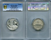 Confederation silver Specimen "Shooting" Medal ND (1960) SP65 PCGS, R-1989. 50mm. 39.21gm. Unformed soldier with pistol, city view in background / Win...