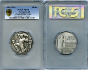 Confederation silvered bronze Matte Specimen "Zug Shooting Festival" Medal ND (c. 1960) SP64 PCGS, R-1694a. 50mm. Male figure crouched and lifting lar...