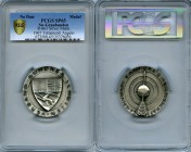 Confederation silver Matte Specimen "Graubunden Shooting Festival" Medal ND (1967) SP65 PCGS, R-863. 50mm. 49.89gm. Shield of arms / Apple pierced by ...