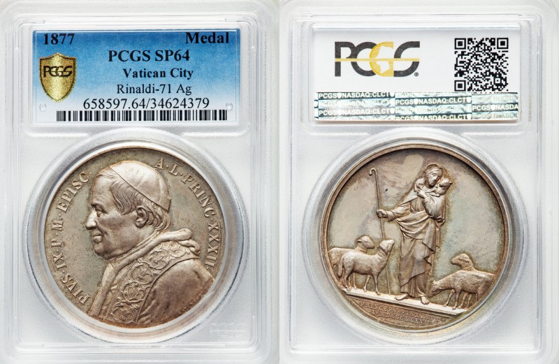 Pius IX silver Specimen Medal Anno XXXII (1877) SP64 PCGS, Rinaldi-71, Modesti (...