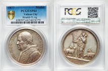 Pius IX silver Specimen Medal Anno XXXII (1877) SP64 PCGS, Rinaldi-71, Modesti (Annuale)-344. 43.80mm. 34.10gm. By F. Bianchi. Bust left / Christ as g...