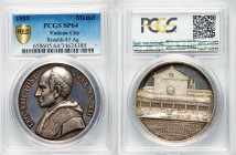 Leo XIII silver Specimen Medal Anno XII (1889) SP64 PCGS, Rinaldi-83, Modesti (Annuale)-356. 43.70mm. 36.10gm. By F. Bianchi. Bust left / View of cloi...