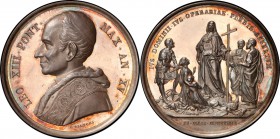 Leo XIII silver Specimen Medal Anno XV (1891) SP63 PCGS, Mazio-825, Rinaldi-86. 42mm. By F. Bianchi. LEO · XIII · PONT · MAX · AN · XV ·. Bust left, w...