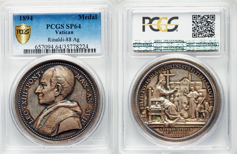 Leo XIII silver Specimen Medal Anno XVII (1894) SP64 PCGS, Rome mint, Rinaldi-88...