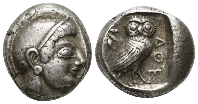 ATTICA. Athens. Circa 510-500/490 BC.
Tetradrachm 17,19 g - 21,27 mm
Head of A...