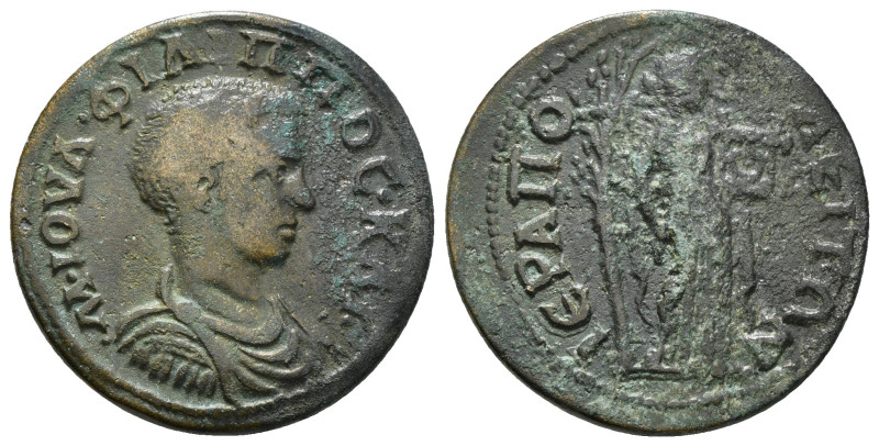 PHRYGIA. Hierapolis. Philip II (Caesar, 244-247). Ae.
Obv: M IOVΛ ΦIΛIΠΠOC KAI.
...