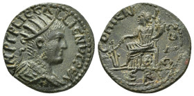 LYCAONIA. Ikonion. Gallienus (253-268). Ae.
Obv: IMP C P LIC GALLIENVC P F A.
Radiate, draped and cuirassed bust right.
Rev: ICOHIENSI COLO / S R.
Tyc...