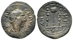 PISIDIA. Antioch. Claudius II Gothicus (268-270). Ae.
Obv: IMP CAES CLAVDIV.
Radiate, draped and cuirassed bust right.
Rev: ANTIOCH CL / S R.
Vexillum...
