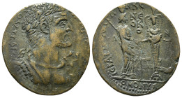 PHRYGIA. Hierapolis. Valerian I (253-260). Ae. Homonoia issue with Ephesus.
Obv: Α Κ Π Λ ΟVAΛЄΡΙΑΝΟC.
Laureate, draped and cuirassed bust right.
Rev: ...