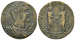 PHRYGIA. Hierapolis. Valerian I (253-260). Ae Obv : ΑΥ Κ Π Λ ΟΥΑΛΕΡΙΑΝΟϹ , laureate and cuirassed bust of Valerian right wearing aegis from which two ...