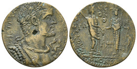 PHRYGIA. Hierapolis. Valerian I (253-260). Ae. Homonoia issue with Ephesus.
Obv: Α Κ Π Λ ΟΥΑΛЄΡΙΑΝΟϹ.
Laureate, draped and cuirassed bust right, weari...