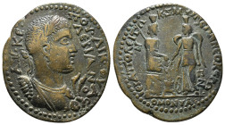 PHRYGIA. Hierapolis. Valerian (253-260). Ae.
Obv: AY K ΠΟV ΛΙΚ OVAΛΕΡΙΑΝΟC.
Laureate and cuirassed bust left, wearing aegis and balteus.
Rev: IEPAΠOΛE...