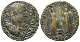 PHRYGIA. Hierapolis. Valerian (253-260). Ae.
Obv: AY K ΠΟV ΛΙΚ OVAΛΕΡΙΑΝΟC.
Laureate and cuirassed bust left, wearing aegis and balteus.
Rev: IEPAΠOΛE...