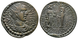 PHRYGIA. Hierapolis. Gallienus (253-268). Ae.
Obv: AY K Π ΛΙ ΓΑΛΛΙΗΝΟC.
Radiate, draped and cuirassed bust right.
Rev: IEPAΠOΛEITWN K EΦECIWN / NEWΚOP...