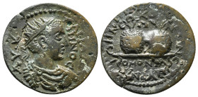 PHRYGIA. Hierapolis. Gallienus (253-268). Ae.
Obv: AV K Π ΛΙ ΓΑΛΛΙΗNOC.
Diademed, draped and cuirassed bust right.
Rev: ΙΡΑΠΟΛΕΙTΩΝ Κ CMYPNEΩN NEΩKOPΩ...