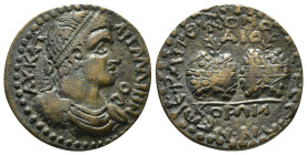 PHRYGIA. Hierapolis. Gallienus (253-268). Ae. Homonoia issue with Smyrna.
Obv: ΑΥ Κ Π ΛΙ ΓΑΛΛΙΗΝΟϹ.
Laureate, draped and cuirassed bust right.
Rev: ΙЄ...