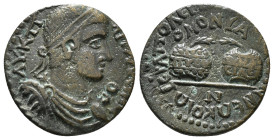 PHRYGIA. Hierapolis. Gallienus (253-268). Ae. Homonoia issue with Smyrna.
Obv: ΑΥ Κ Π ΛΙ ΓΑΛΛΙΗΝΟϹ.
Laureate, draped and cuirassed bust right.
Rev: ΙЄ...
