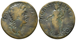 PHRYGIA. Hierapolis. Pseudo-autonomous. (3rd century AD). Ae.
Obv: ΔHMOC.
Laureate head of Demos right.
Rev: IЄPAΠOΛЄITΩN NЄΩKOPΩN.
Tyche standing lef...