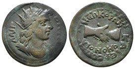 PHRYGIA. Hierapolis. Pseudo-autonomous. Time of Philip I 'the Arab' (244-249). Ae. Homonoia issue with Ephesus.
Obv: ΛΑΙΡΒΗΝΟϹ.
Radiate and draped bus...