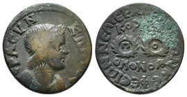 Phrygia. Hierapolis . Pseudo-autonomous issue circa AD 244-249. Homonoia-issue with Ephesos Bronze Æ
IЄPA CVN-KΛHTOC, diademed and draped bust of the ...