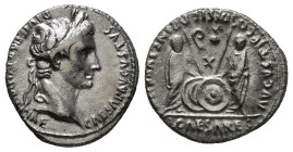AUGUSTUS (27 BC-14 AD). Denarius. Lugdunum.
Obv: CAESAR AVGVSTVS DIVI F PATER PATRIAE.
Laureate head right.
Rev: C L CAESARES AVGVSTI F COS DESIG P...
