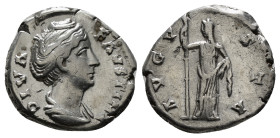 DIVA FAUSTINA I (Died 140/1). Denarius. Rome.
Obv: DIVA FAVSTINA.
Draped bust right.
Rev: AVGVSTA.
Ceres standing facing, head left, holding long torc...