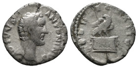 DIVUS ANTONINUS PIUS (Died 161). Denarius. Rome. Struck under Marcus Aurelius.
Obv: DIVVS ANTONINVS.
Bare head right.
Rev: CONSECRATIO.
Eagle, with he...