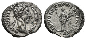 COMMODUS (177-192). Denarius. Rome.
Obv: M COMMODVS ANTONINVS AVG.
Laureate head right.
Rev: LIB AVG TR P V IMP IIII COS II P P.
Liberalitas standing ...