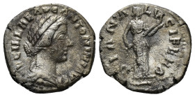 LUCILLA (Augusta, 164-182). Denarius. Rome.
Obv: LVCILLAE AVG ANTONINI AVG F.
Draped bust right.
Rev: DIANA LVCIFERA.
Diana standing left, holding tor...
