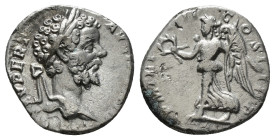 SEPTIMIUS SEVERUS (193-211). Denarius. Rome.
Obv: L SEPT SEV PERT AVG IMP VIII.
Laureate head right.
Rev: P M TR P IIII COS II P P.
Victory advancing ...