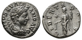 SEVERUS ALEXANDER (222-235). Denarius. Antioch.
Obv: IMP C M AVR SEV ALEXAND AVG.
Laureate and draped bust right.
Rev: LIBERTAS AVG.
Libertas standing...