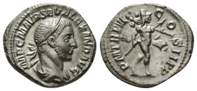 SEVERUS ALEXANDER (222-235). Denarius. Rome.
Obv: IMP C M AVR SEV ALEXAND AVG.
Laureate, draped and cuirassed bust right.
Rev: P M TR P VI COS II P P....