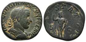 GORDIAN III (238-244). Sestertius. Rome.
Obv: IMP GORDIANVS PIVS FEL AVG.
Laureate, draped and cuirassed bust right.
Rev: IOVI STATORI / S - C.
Jupite...